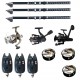 Set pescuit sportiv cu lansete de 3.6 m UltraCarp, eagle, 3 mulinete, 3 senzori si 3 gute