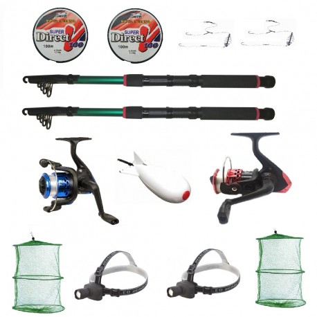 Set pescuit cu doua lansete eastshark 2,7m, doua mulinete YF200 si accesorii