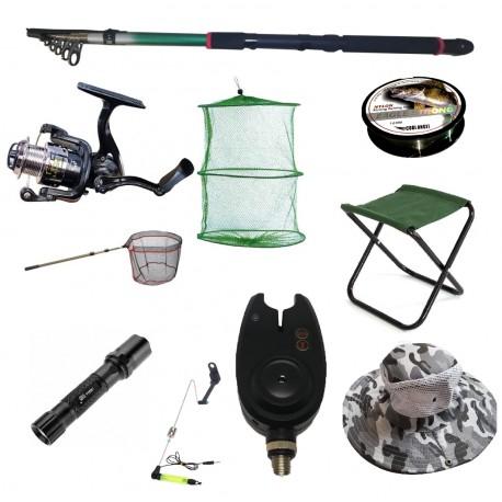 Set lanseta pescuit telescopica 3.6m, mulineta QFC1000 pentru Pescuit Sportiv si accesorii