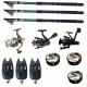 Set pescuit sportiv cu lanseta de 3.6 m Fishing Line, 3 mulinete, 3 senzori si 3 gute