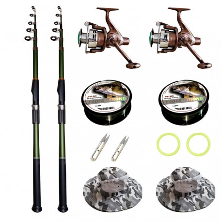 Set complet de pescuit cu lansete Cool Angel Mix Carbon de 2.7 m