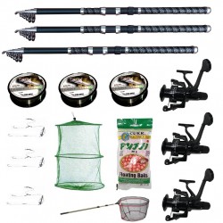 Set 3 lansete eastshark 3m ultra carp, trei mulinete LS500, trei gute, trei monturi, minciog, pufuleti si juvelnic