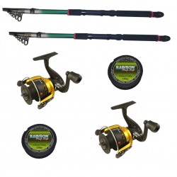 Kit pescuit sportiv cu doua lansete 3,6m EastShark, doua mulinete CBF30 cu tambur de 3000 si gute
