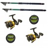 Kit pescuit sportiv cu doua lansete 3,6m EastShark, doua mulinete CBF30 cu tambur de 3000 si gute