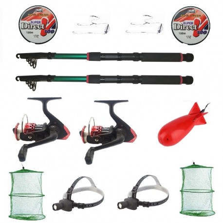 Set pescuit cu doua lansete eastshark 2,7m, doua mulinete YF200 si accesorii