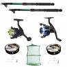 Set 2 lansete 2,4 m east shark, doua mulinete, doua gute, doua monturi si juvelnic