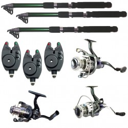 Pachet de pescuit cu 3 lansete 3,6 metrii Cool Angel, trei mulinete si 3 senzori Rainbow