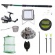 Set lanseta 3.6m pescuit sportiv, mulineta QFC1000, fir, montura, proiector solar, palarie