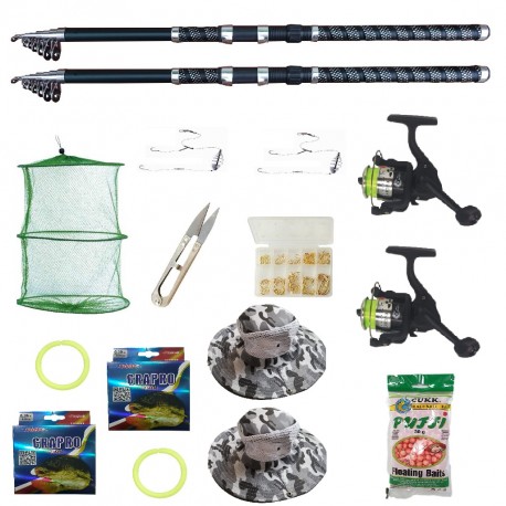 Set 2 lansete Ultra Carp 2.4m, doua mulinete BH200, gute, palarii, monturi, pufuleti si accesorii