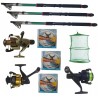 Set pescuit cu 3 lansete Eastshark 2.4m, 3 mulinete , guta si juvelnic cu 3 inele
