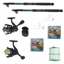 Set pescuit sportiv cu lansete 2.4m eastshark, 2 mulinete, 2 forfati