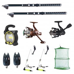 Set pescuit sportiv 2 lansete Ultra Carp 3,6m, proiector solar, 2 mulinete, 2 senzori