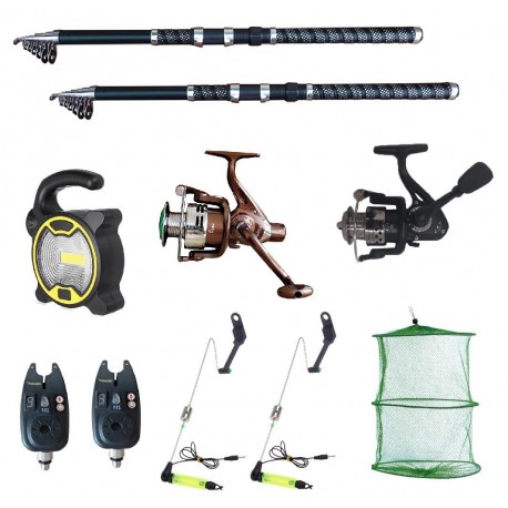 Set pescuit sportiv 2 lansete Ultra Carp 2.7m, proiector solar, 2 mulinete, 2 senzori cool angel