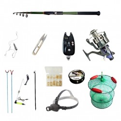 Set pescuit sportiv cu lanseta carbon 3m cool angel, mulineta baitrunner bobo2000, senzor