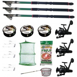 Set 3 lansete eastshark 2,7m, trei mulinete LS500, trei gute, trei monturi, minciog