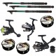 Set pescuite cu 3 lansete de 2,4m, trei mulinete si montura