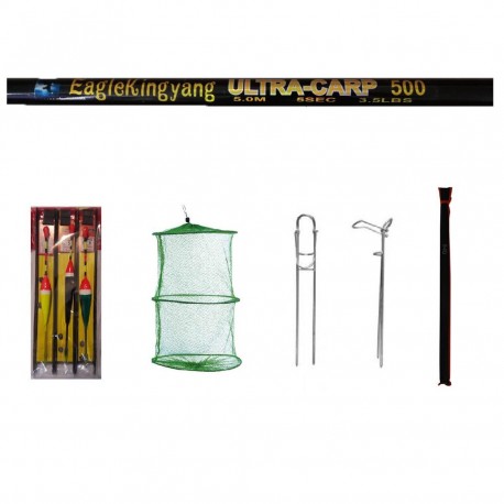 Set varga pescuit sportiv EagleKing Ultra Carp 5 metrii din 5 segmente cu accesorii