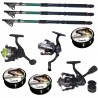 Set pescuit cu 3 lansete eastshark de 2.4m, trei mulinete si gute cool angel
