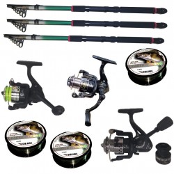 Set pescuit cu 3 lansete eastshark de 3m, trei mulinete si gute cool angel