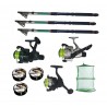 Pachet pescuit cu 3 lansete de 3m East Shark, 3 mulinete, 3 gute 0,30mm si juvelnic