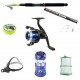 Set pescuit sportiv cu lanseta 2.4 m, mulineta AK200 cu 5 rulmenti , felinar solar