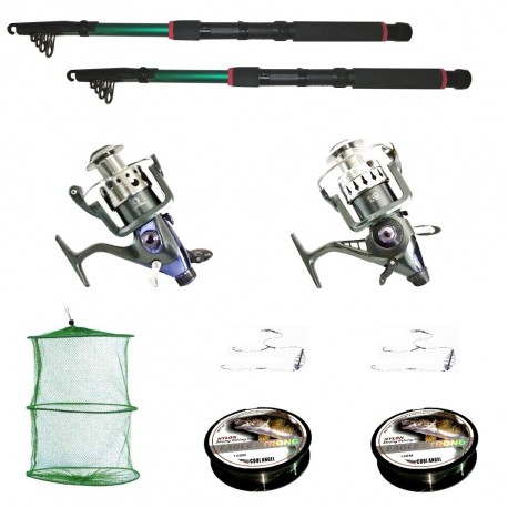 Set de pescuit sportiv cu 2 lansete 3.6m, doua mulinete baitrunner Cool Angel 11 rulmenti
