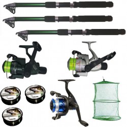 Set pescuit sportiv cu 3 lansete de 2.4m , 3 mulinete, 3 fire Cool Angel si juvelnic