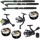 Set pescuit cu 3 lansete de 3.6m Cool Angel, trei mulinete si gute Rainbow