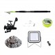 Set lanseta 2.4m pescuit sportiv, mulineta LS500, fir, montura, proiector solar si palarie