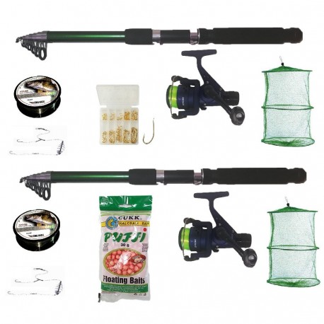 Set pescuit sportiv cu 2 lansete 2,1m, doua mulinete, doua juvelnice