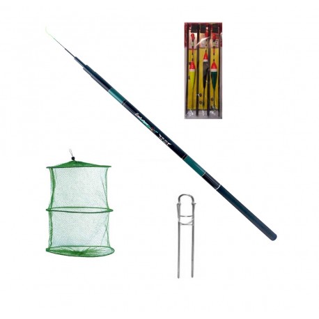 Set undita Cool Angel telescopica tronson scurt de 6,3m, putere de aruncare 5-25g, fibra accesorii