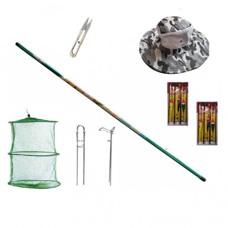 Set undita 99% carbon Power King de 4 m, suport, set cu 6 linii, juvelnic, foarfeca si palarie
